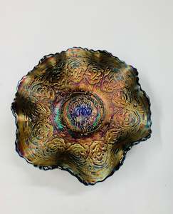 Crystal And Glass Compotes And Bowls: Rare purple carnival glass bowl