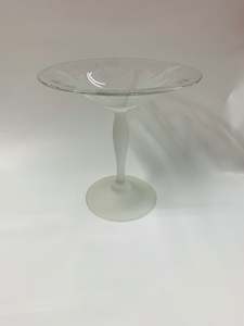 Crystal And Glass Compotes And Bowls: Vintage etched glass frosted base compote