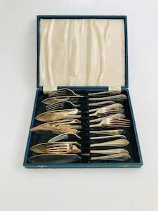 Silver Plate: Silver Plated 12 piece Fish Set in Original Box