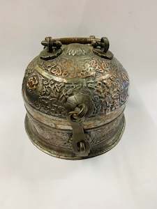 Pewter: Antique Middle Eastern Pandan spice caddy box