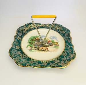 Cake Stands: Staffordshire Handles Cake Plate with “Canbecca Groom” Pattern