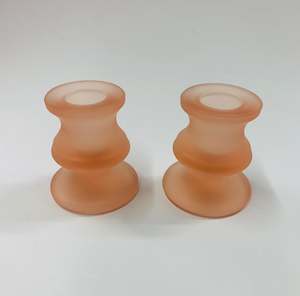 Candles: Pair of pink depression glass candlesticks