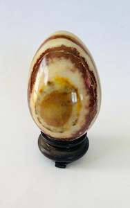 Brown Ringed Agate Egg with White Green Yellow Rings