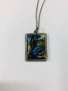 Jewellery: Sterling silver and butterfly wing pendant