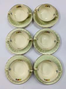 Set 6 Wade soup bowls and saucers