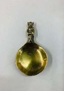 Antique novelty brass monkey tea caddy spoon