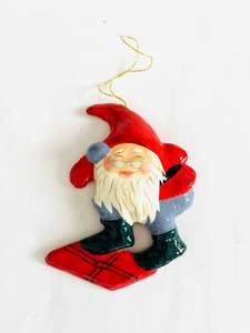 Home Decor: Christmas Elf Hanging Decoration Standing on a Present