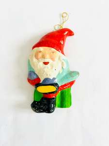 Christmas Elf Hanging Decoration Sitting on a Gift