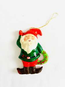 Christmas Elf Hanging Decoration Holding a Wreath