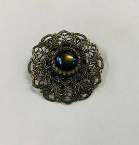 Silver tone purple stone vintage brooch