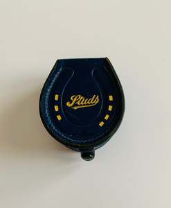 Antique blue leather stud box