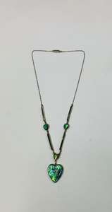 Jewellery: Antique sterling silver and Paua heart necklace