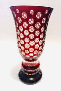 Victorian Ruby Glass Polka dot design Vase