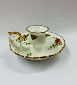 Candles: Rare Royal Albert Old Country Roses wee willy winky candle holder