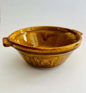 Crown Lynn Retro Brown Breakfast Bowls with Small Handles set 5