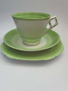 Diamond 1930 Art Deco Green Cup and Saucer