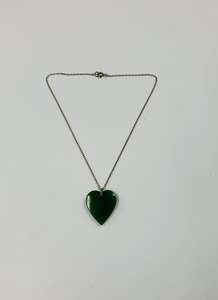 Antique greenstone heart pendant