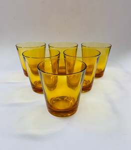Set of 6 Italian Amber glass Midcentury whisky tumblers