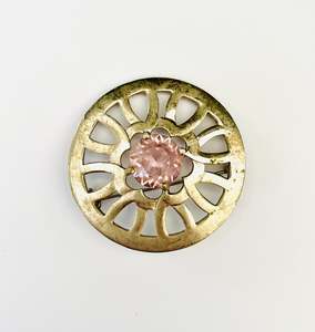Vintage Round Brooch with Purple Coloured Jewel