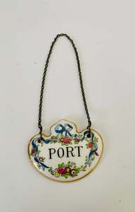 Staffordshire Porcelain Decanter label Port