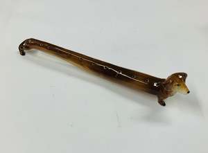 Figurines And Ornaments: Porcelain Dachshund hat pin holder
