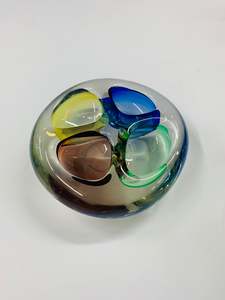 Glass And Crystal: Murano glass 4 section Art glass bowl