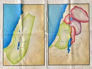 Home Decor: Linen Tea Towel with map of Israel and Nabatae