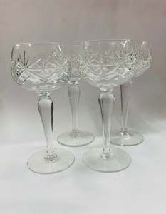 Set of 4 antique tall crystal wine glasses