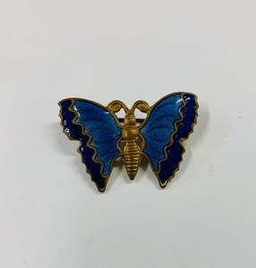 Costume Jewellery: Antique enamel butterfly brooch