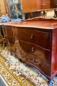 Furniture: Queen Anne Mahogany low boy chest of drawers