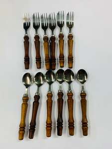 Cutlery 1: Set 12 wooden bamboo style dessert set