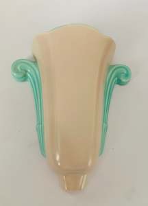 Ceramic Vases: Poole Teal and Light Mushroom Wall vase