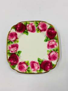 Plates And Platters: Royal Albert Old English rose square side plate