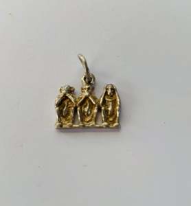 Silver Jewellery: Sterling Silver hear no evil, speak no evil,see no evil Monkey Charm