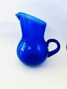 Blue Sloped Glass Jug