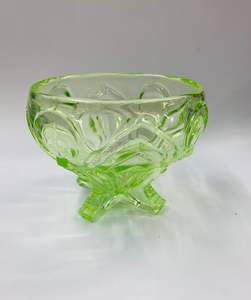 Crystal And Glass Compotes And Bowls: Art Deco Uranium Glass bowl
