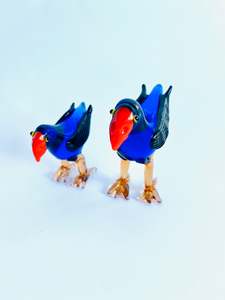 Figurines And Ornaments: Miniature Glass Pukeko Mum and Baby