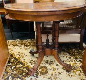 Furniture: Victorian swivel top inlay games table