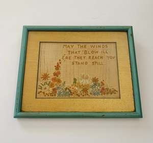 Antique Victorian embroidery saying