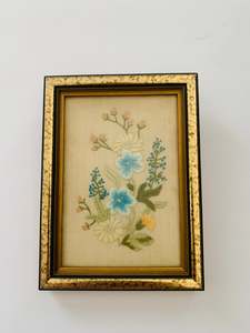 Antique floral embroidery picture