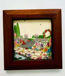 Framed Embroidered Grand Garden with Stairs