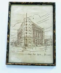 Framed Embroidery "Chief Post Office Dunedin"