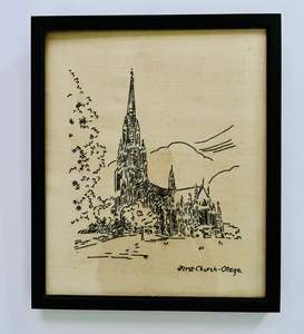 Framed Embroidery of The First Church in Otago