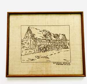 Framed Embroidery "Shakespeare Birthplace Stratford on Avon"