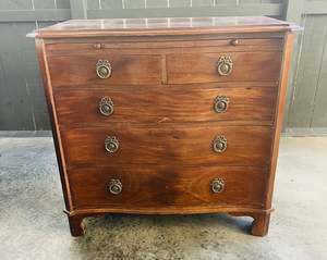 Furniture: Victorian mahogany serpentine chest of drawers
