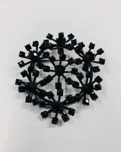 Vintage black jet brooch