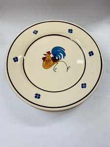Set of 6 Italian Lamas pottery rooster plates