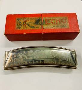 Home Decor: Rare Echo curved harmonica in original box