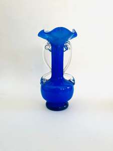 Vases: Colbalt Blue Double Handled Vase