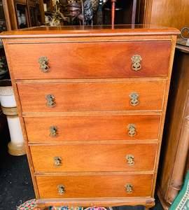Furniture: Antique Oak Tallboy chest of drawers